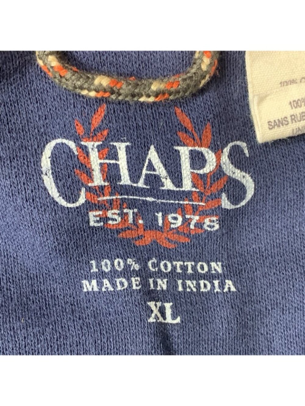 Chaps Henley Shirt Mens XL Navy Blue Long Sleeve Waffle Knit Cotton Thermal - Picture 2 of 6